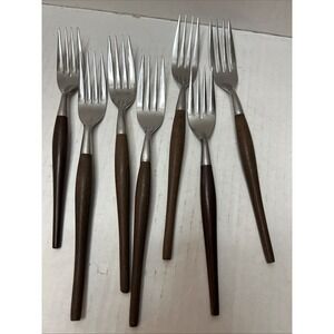 Lot Of  7 Canoe Muffin 7 1/2" Dinner Forks Epic EKCO Eterna Forged Stainless
